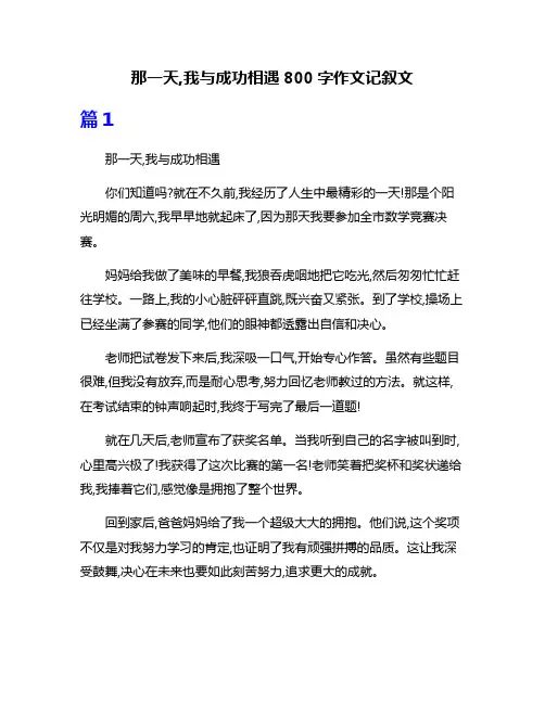 那一天,我与成功相遇800字作文记叙文