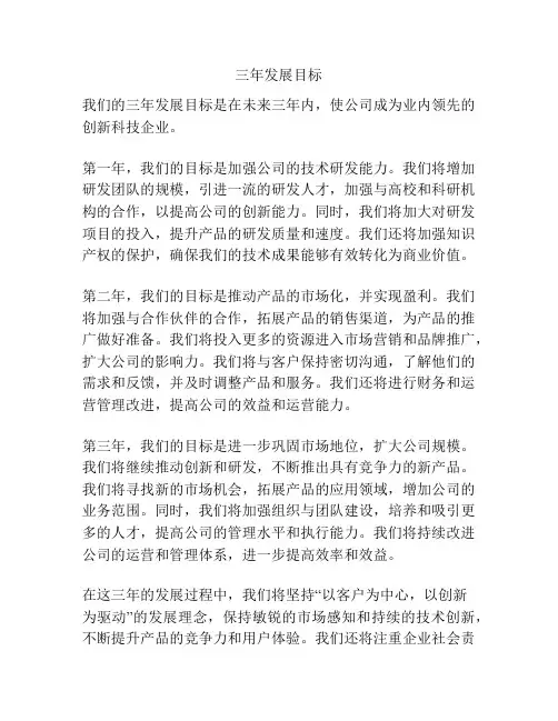 三年发展目标