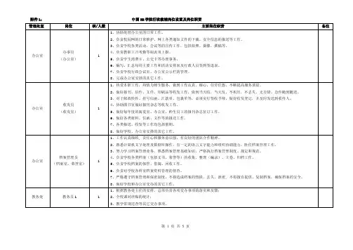 中国XX学院行政教辅岗位设置及岗位职责