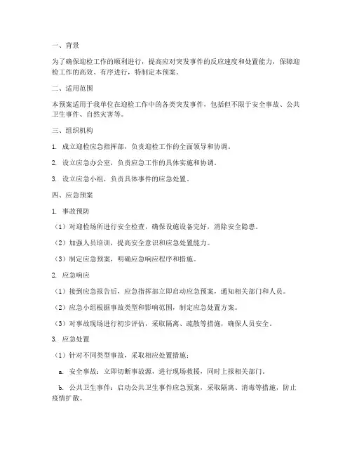 创建迎检应急预案