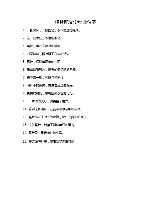 相片配文字经典句子