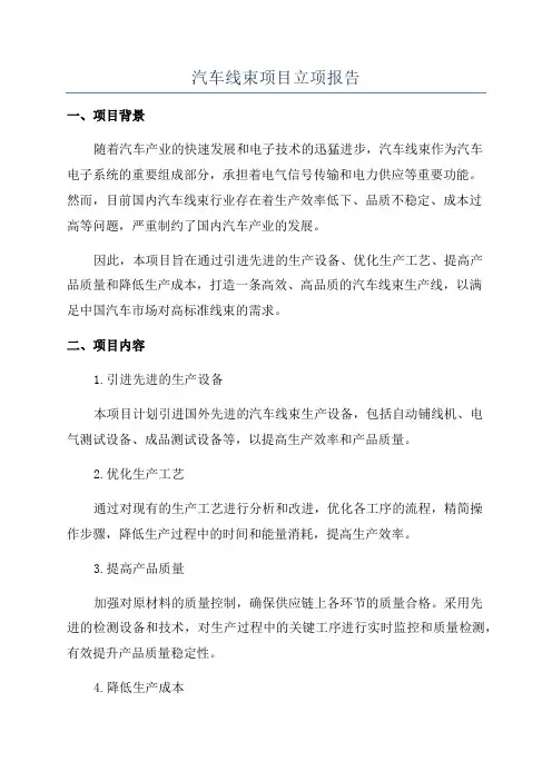汽车线束项目立项报告