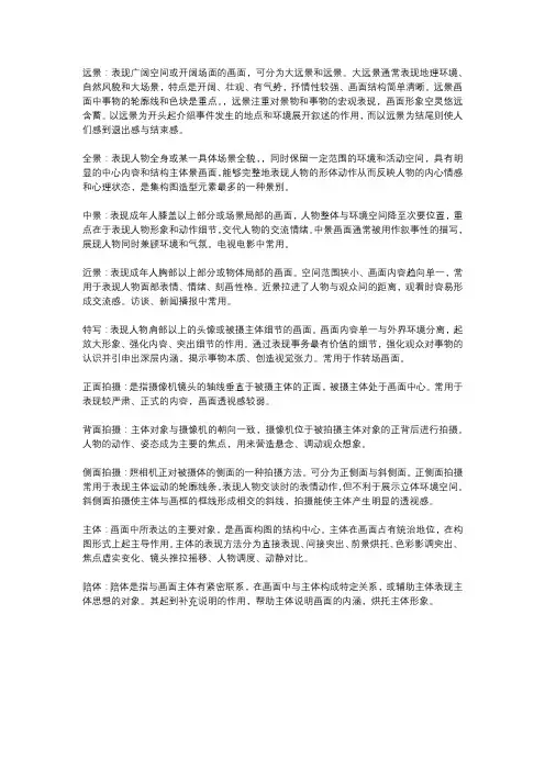 摄影五大景别加两种拍摄角度、主陪体
