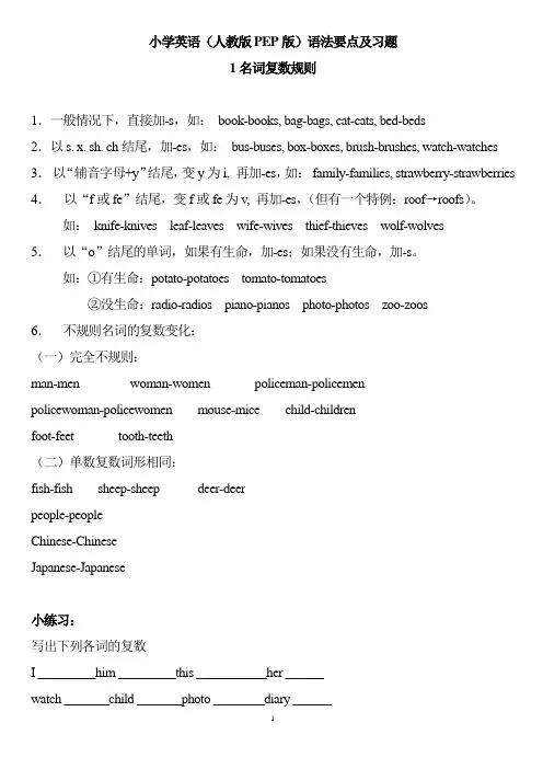 小学英语(人教版PEP版)语法要点详解及练习题-六年级-小升初必备大全