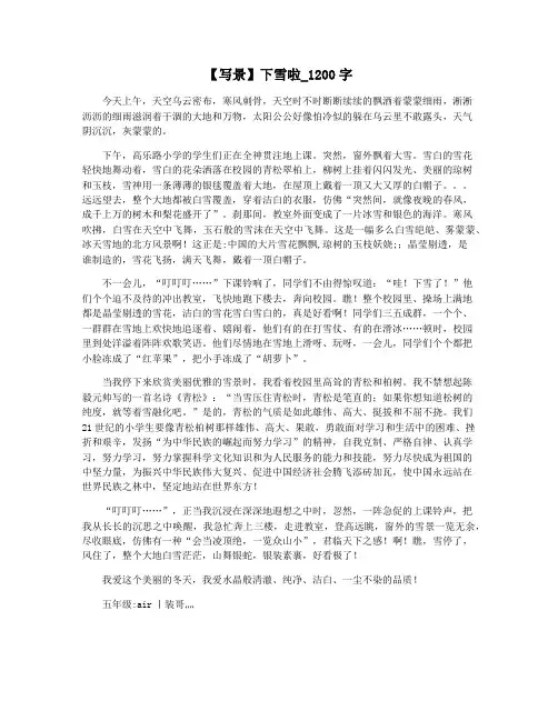 【写景】下雪啦_1200字