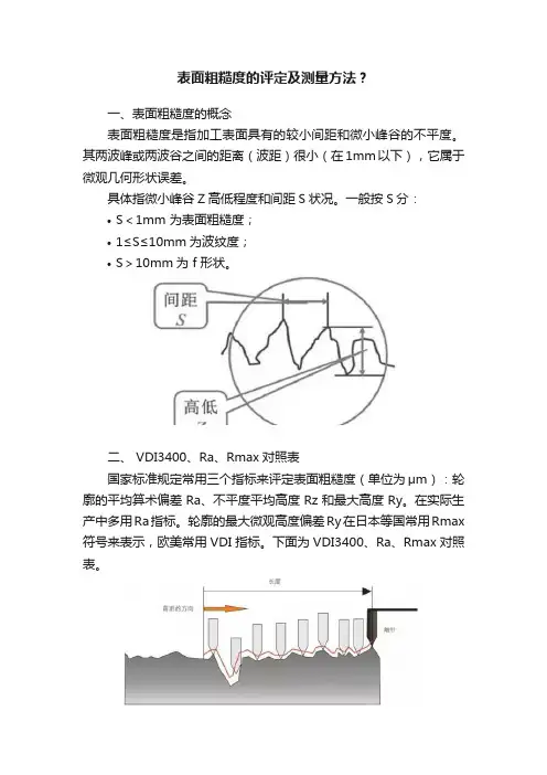 表面粗糙度的评定及测量方法？