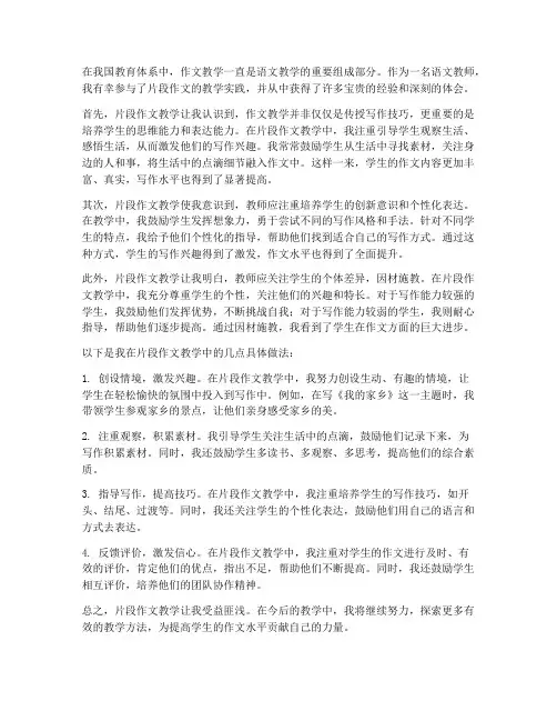 片段作文教学心得体会