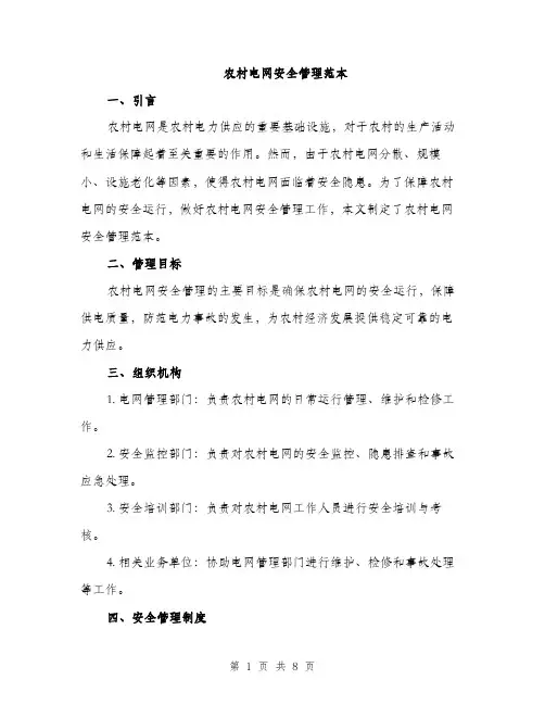 农村电网安全管理范本（二篇）