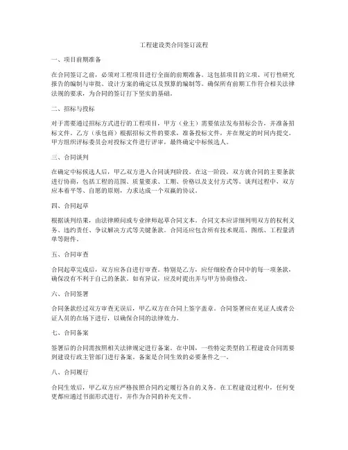 工程建设类合同签订流程