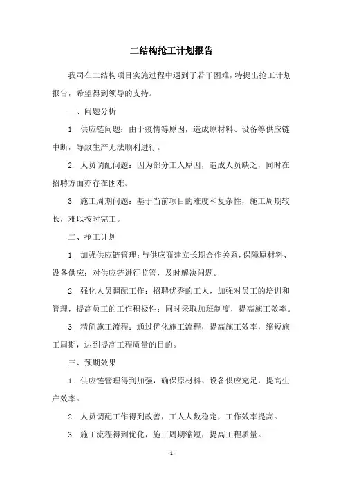 二结构抢工计划报告