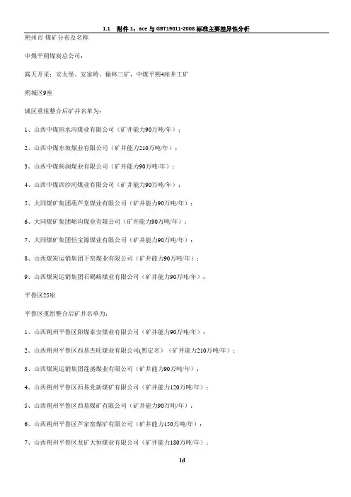 山西朔州煤矿一览表