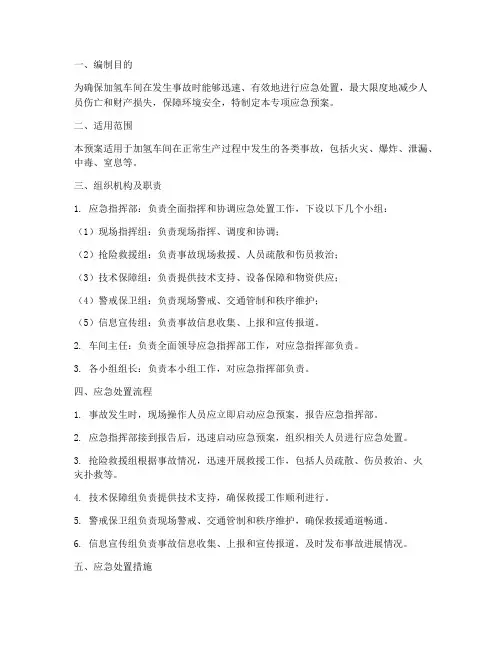 加氢车间专项应急预案