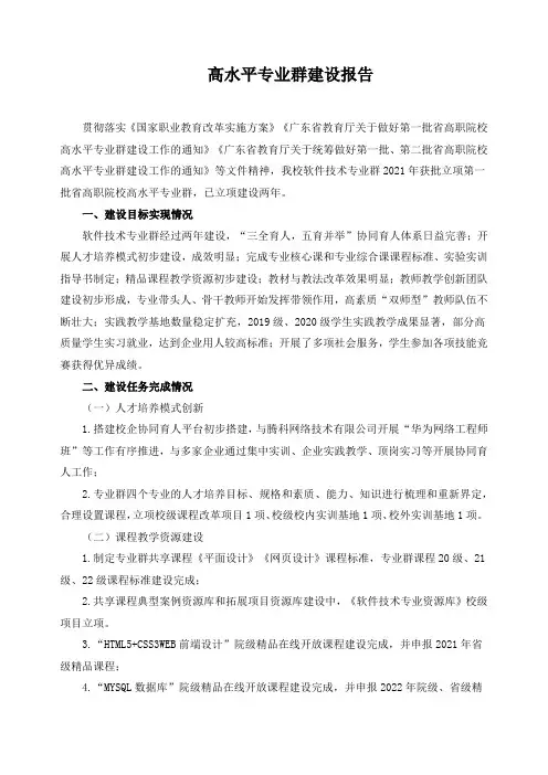 高水平专业群建设报告