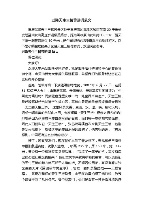 武隆天生三桥导游词范文