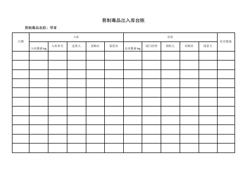 易制毒品出入库台账