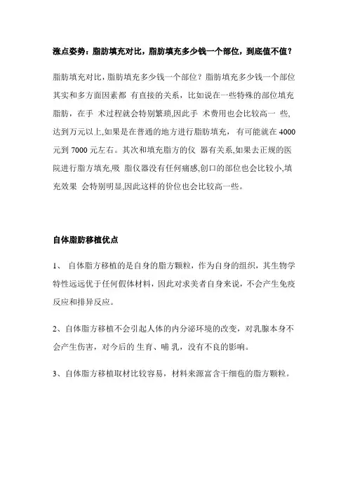 涨点姿势：脂肪填充对比,脂肪填充多少钱一个部位,到底值不值？
