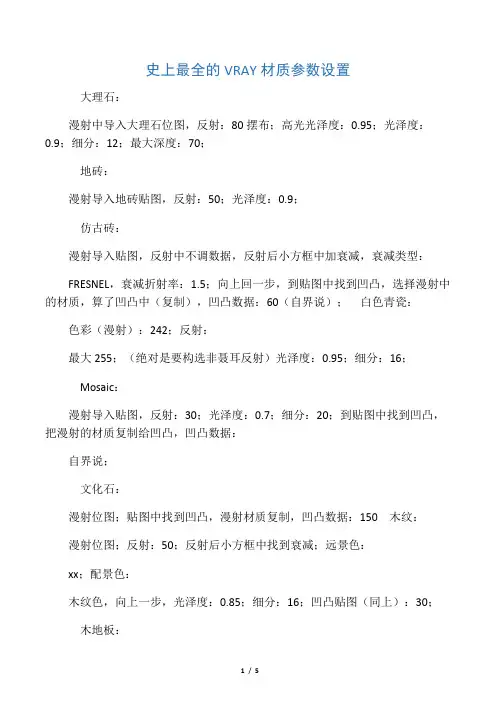 史上最全的VRAY材质参数设置