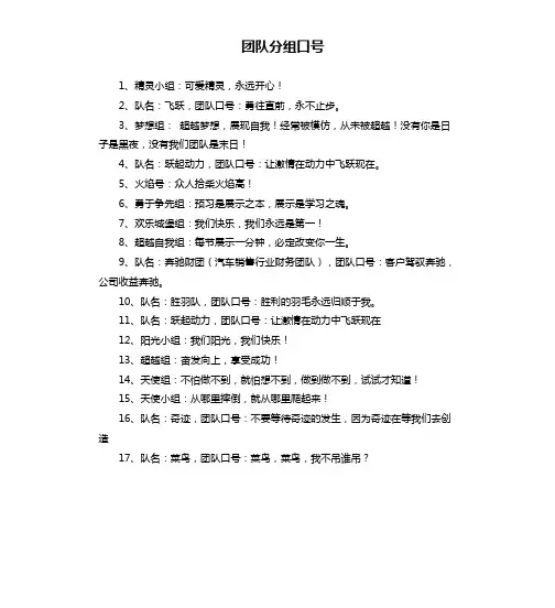 团队分组口号