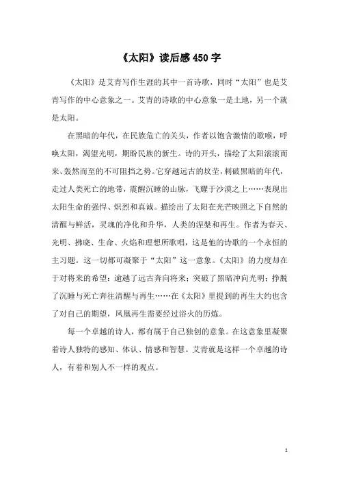 《太阳》读后感450字