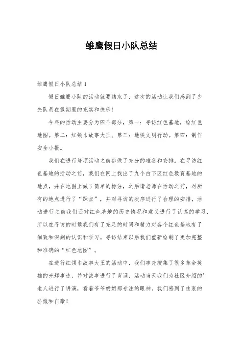 雏鹰假日小队总结