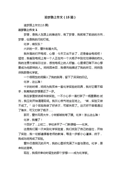 追梦路上作文（15篇）