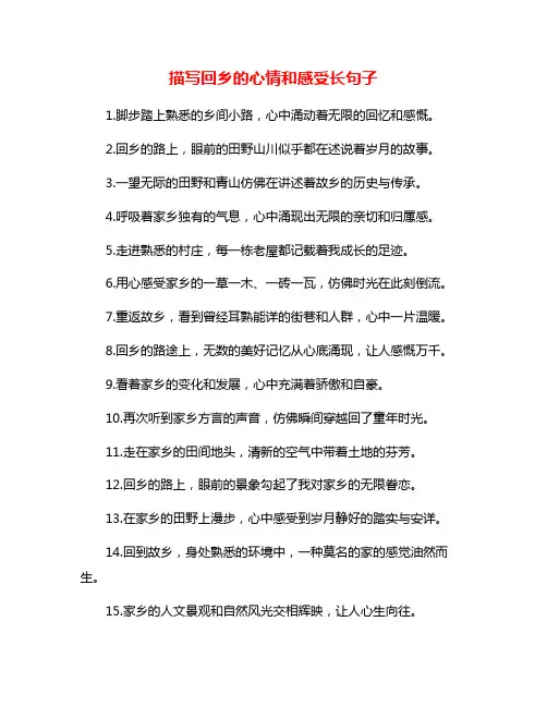 描写回乡的心情和感受长句子