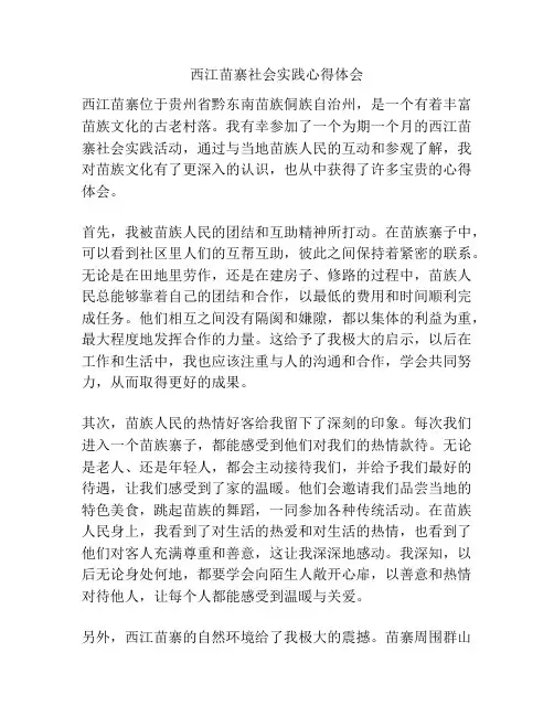 西江苗寨社会实践心得体会