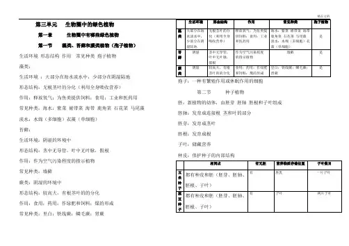 七年级生物上册第三单元知识点