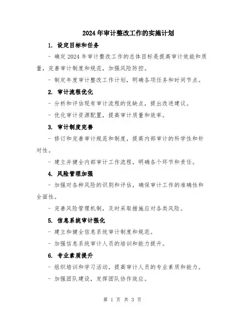 2024年审计整改工作的实施计划