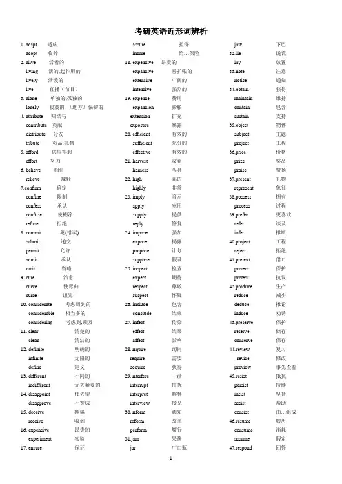 考研英语形近词270组、近义词470组