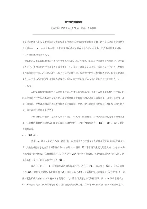 微生物的能量代谢