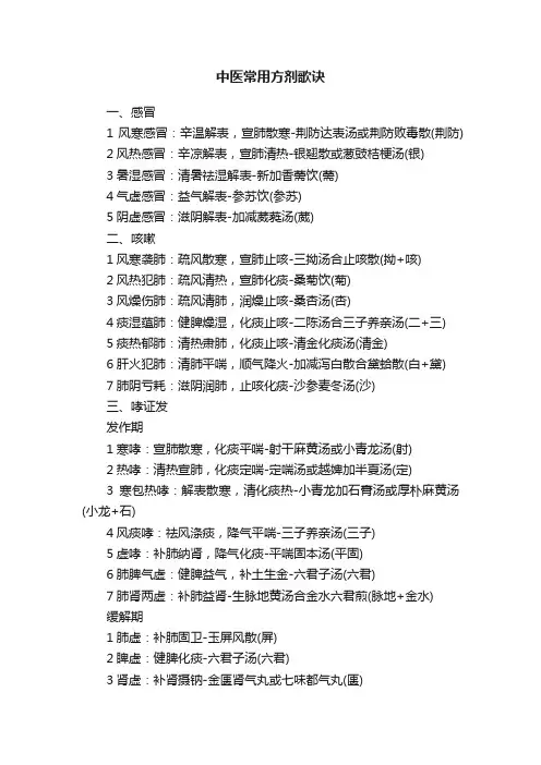 中医常用方剂歌诀