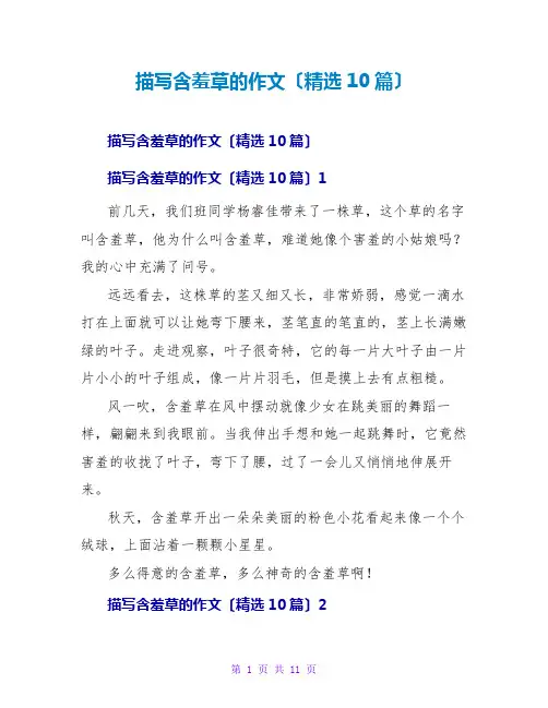 描写含羞草的作文(精选10篇)