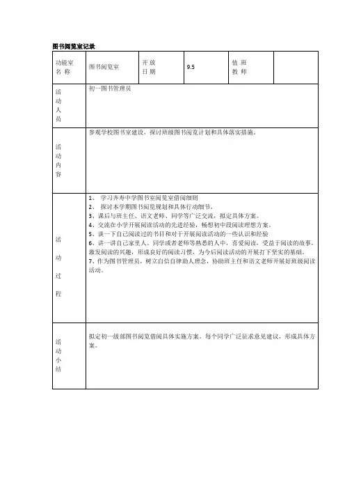 图书阅览室记录