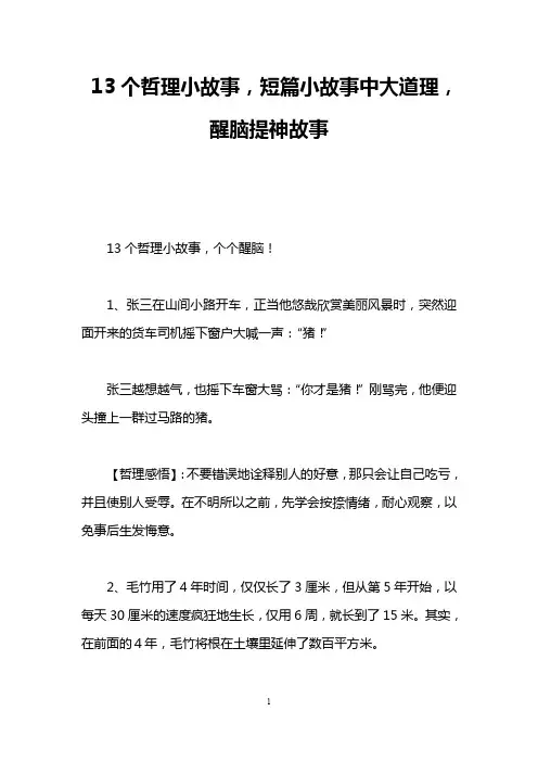 13个哲理小故事,短篇小故事中大道理,醒脑提神故事
