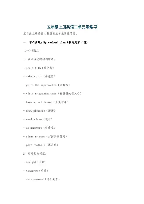 五年级上册英语三单元思维导