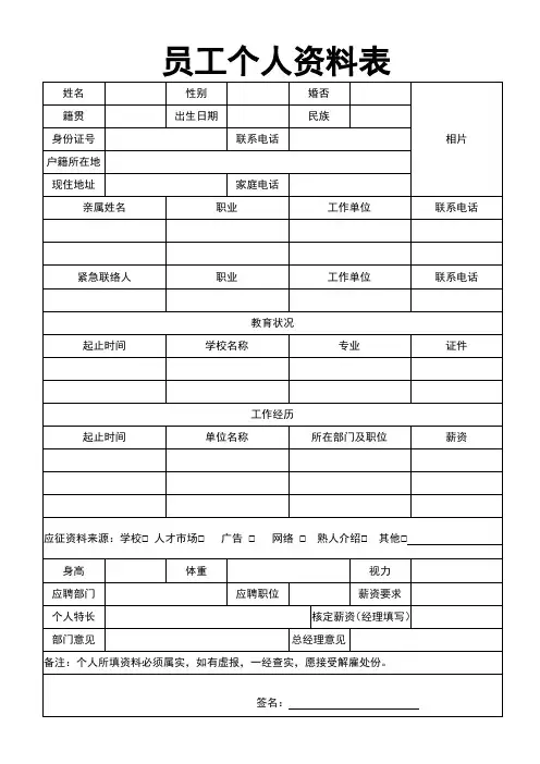人事招聘表(标准版)