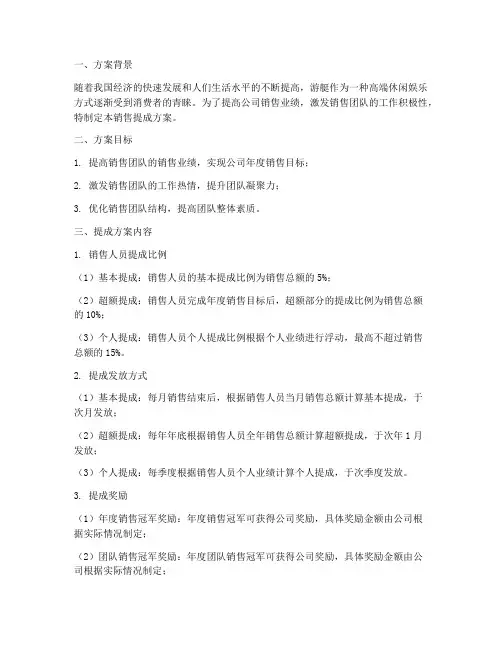 游艇公司销售提成方案