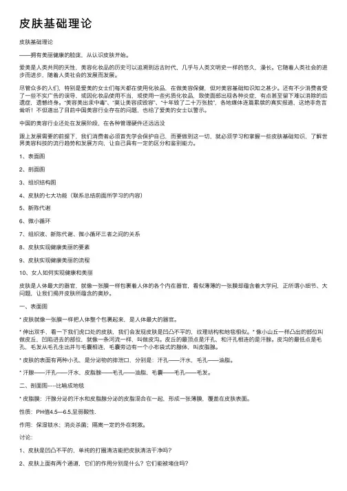 皮肤基础理论