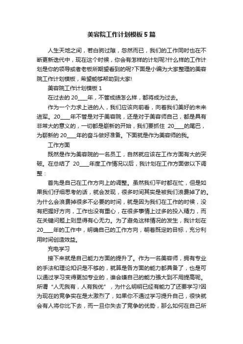 美容院工作计划模板5篇
