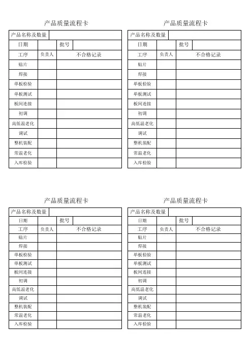 电子产品质量流转卡