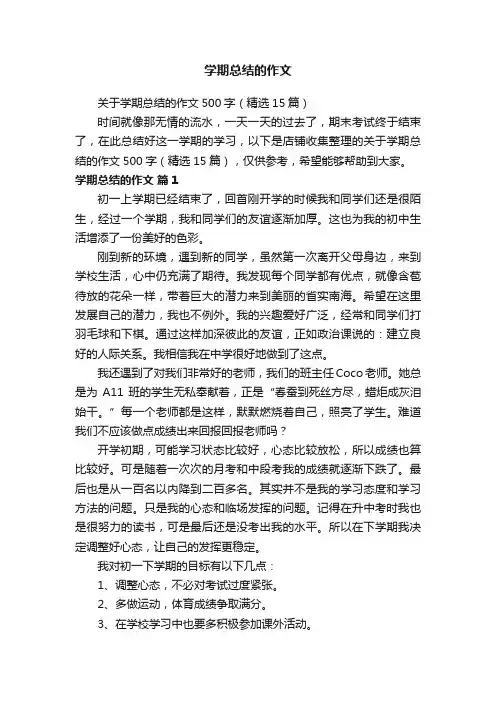 学期总结的作文