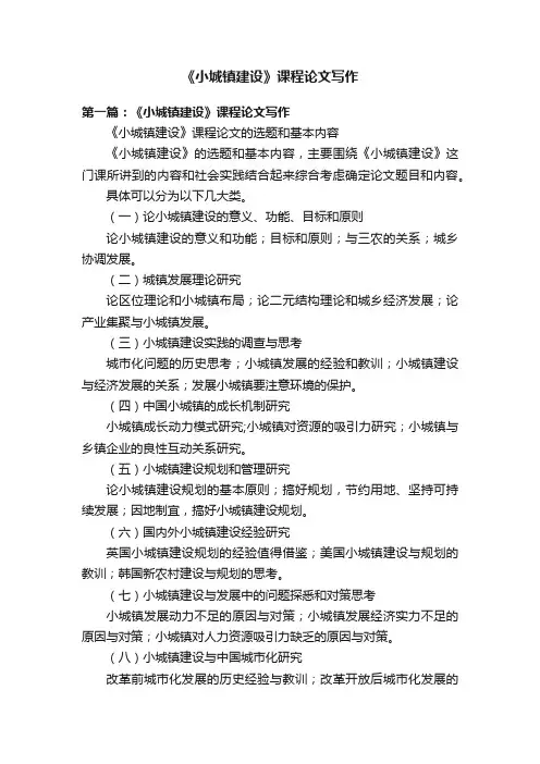 《小城镇建设》课程论文写作