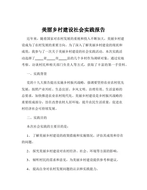 美丽乡村建设社会实践报告