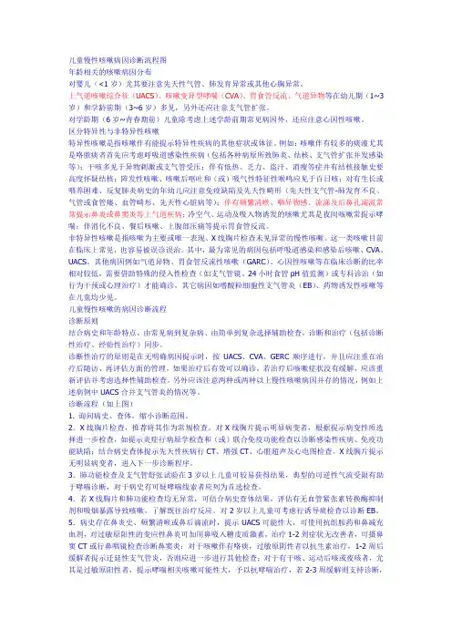 儿童慢性咳嗽病因诊断流程图