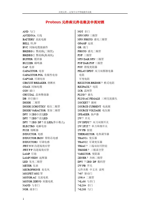 元件中英对照表