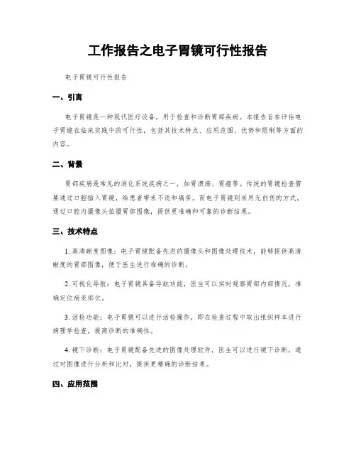 工作报告之电子胃镜可行性报告