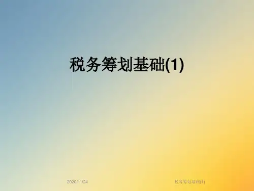 税务筹划基础(1)