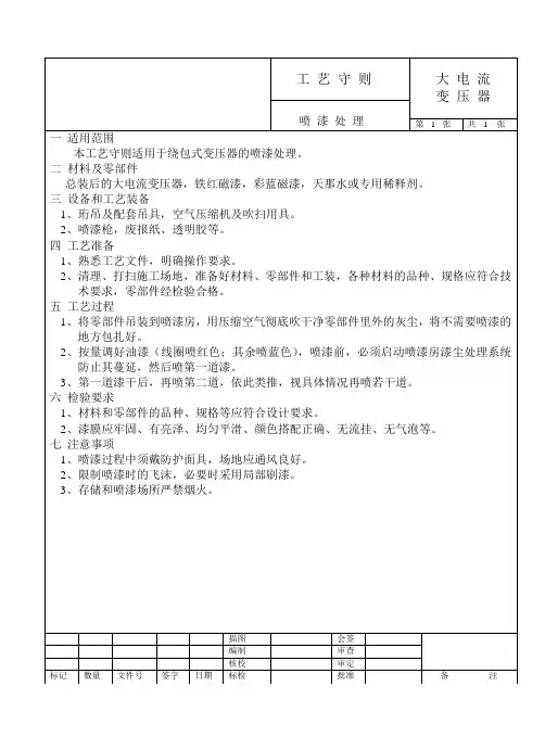 喷漆处理(大电流变压器)