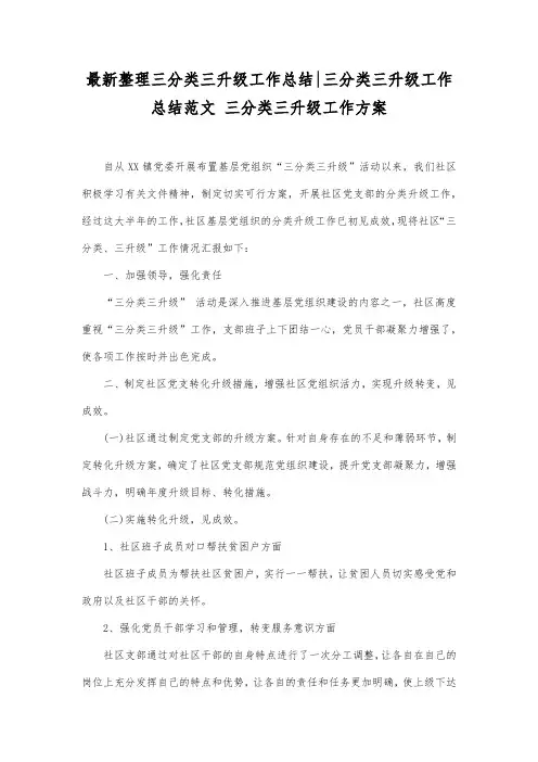 最新整理三分类三升级工作总结-三分类三升级工作总结范文.docx